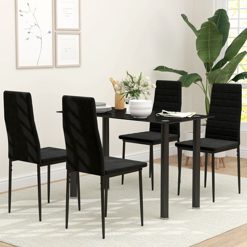 Modern Dining Chairs, Set of 4, High Back Upholstery and Metal Legs for the Living Room, Kitchen, Home Office, Black