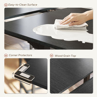 Extendable Dining Table Set, 5-Piece Dining Set for 4-6 with 2 Benches and 2 Stools for Small Spaces, Black