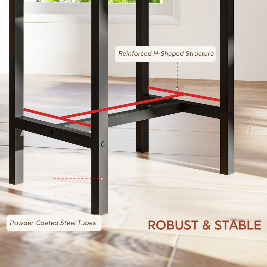 Extendable Dining Table Set, 5-Piece Dining Set for 4-6 with 2 Benches and 2 Stools for Small Spaces, Black