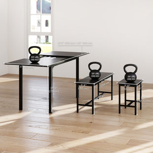 Extendable Dining Table Set, 5-Piece Dining Set for 4-6 with 2 Benches and 2 Stools for Small Spaces, Black