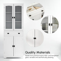 63" 4-Door Kitchen Pantry Cabinet, Freestanding Storage Cabinet Cupboard with Adjustable Shelves, White