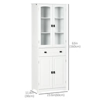 63" 4-Door Kitchen Pantry Cabinet, Freestanding Storage Cabinet Cupboard with Adjustable Shelves, White