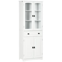 63" 4-Door Kitchen Pantry Cabinet, Freestanding Storage Cabinet Cupboard with Adjustable Shelves, White