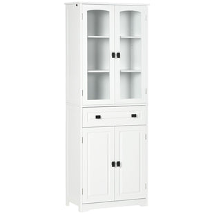 63" 4-Door Kitchen Pantry Cabinet, Freestanding Storage Cabinet Cupboard with Adjustable Shelves, White