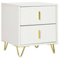 Bedside Table, Modern Nightstand with 2 Drawers, Side End Table with Metal Legs for Living Room, Bedroom, White