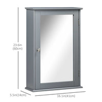 Bathroom Mirror Cabinet, Wall Mounted Medicine Cabinet with Door and Shelves, Grey