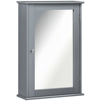 Bathroom Mirror Cabinet, Wall Mounted Medicine Cabinet with Door and Shelves, Grey