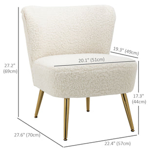 Lounge Chair for Bedroom Living Room Chair with Soft Upholstery and Gold Legs White