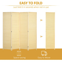 Woven Bamboo Room Divider, 4 Panel Folding Indoor Privacy Screens for Home Office, 71"x71"x0.6", Natural