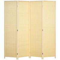 Woven Bamboo Room Divider, 4 Panel Folding Indoor Privacy Screens for Home Office, 71"x71"x0.6", Natural