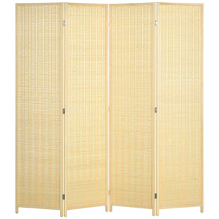 Woven Bamboo Room Divider, 4 Panel Folding Indoor Privacy Screens for Home Office, 71"x71"x0.6", Natural