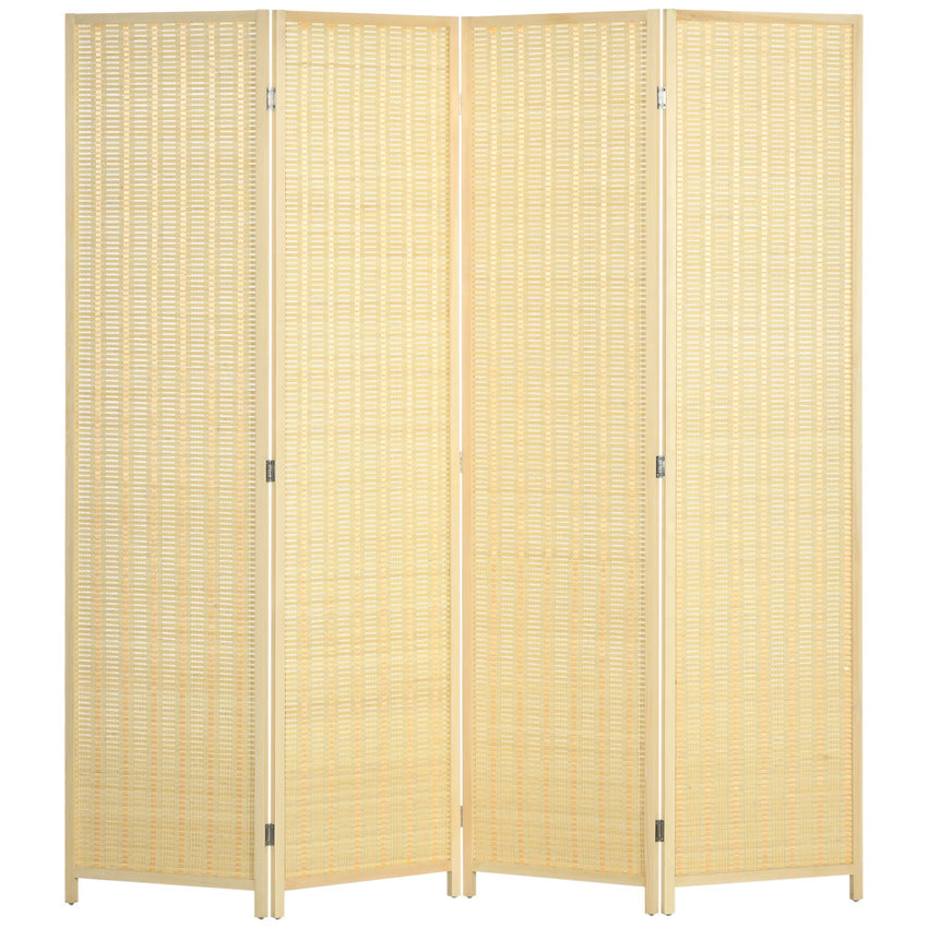 Woven Bamboo Room Divider, 4 Panel Folding Indoor Privacy Screens for Home Office, 71"x71"x0.6", Natural