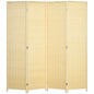Woven Bamboo Room Divider, 4 Panel Folding Indoor Privacy Screens for Home Office, 71"x71"x0.6", Natural