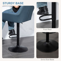 Swivel Barstools Set of 2 Adjustable Bar Stools with Footrest Armrests and PU Leather Back for Dining Room Dark Blue