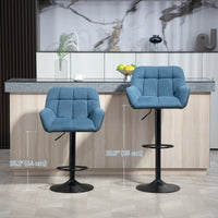 Swivel Barstools Set of 2 Adjustable Bar Stools with Footrest Armrests and PU Leather Back for Dining Room Dark Blue