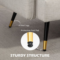 Modern 55" Loveseat, Fabric Love Seat Sofa with Button Tufted Back, Steel Legs for Bedroom, Living Room, Cream White