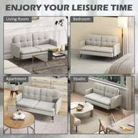 Modern 55" Loveseat, Fabric Love Seat Sofa with Button Tufted Back, Steel Legs for Bedroom, Living Room, Cream White