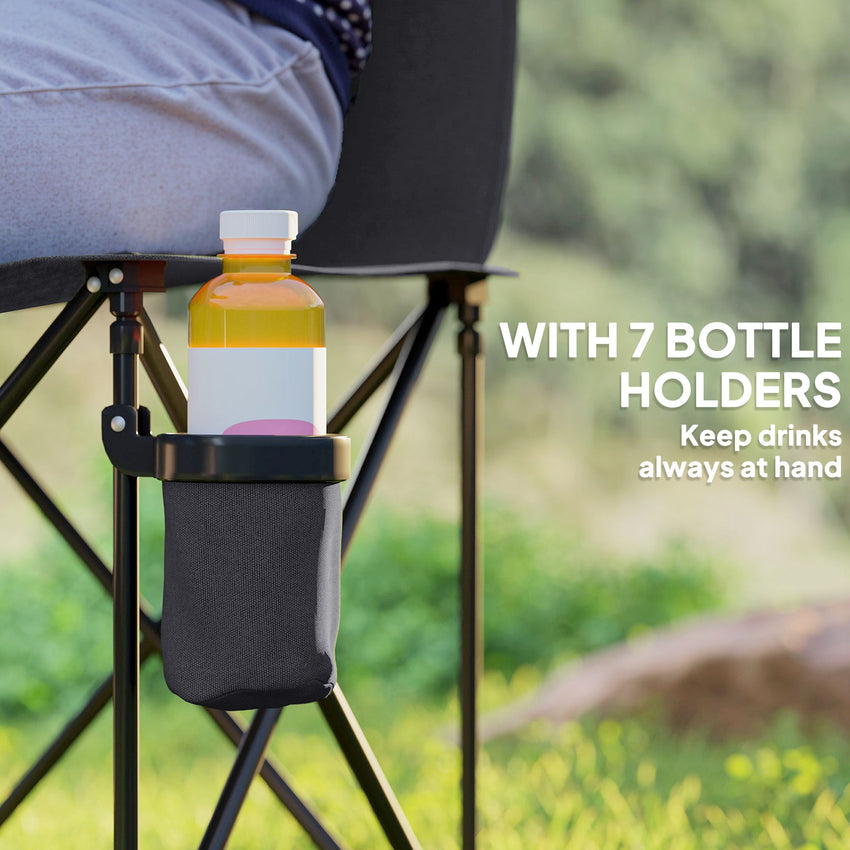 6 Seat Folding Camping Chair with Cup Holder and Carrying Case for Camping, Picnic, Sports Events, Dark Grey