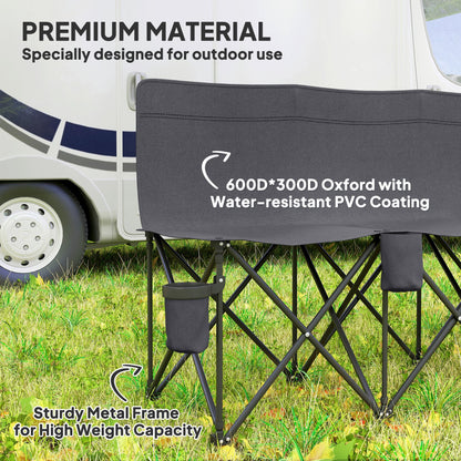 6 Seat Folding Camping Chair with Cup Holder and Carrying Case for Camping, Picnic, Sports Events, Dark Grey