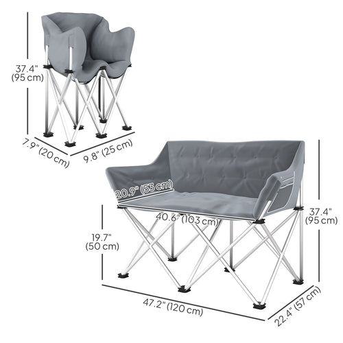 Double Camping Chair, Oversized Camping Loveseat for Adults, Heavy Duty Folding Camp Chair, Support 529 lbs