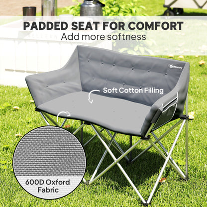 Double Camping Chair, Oversized Camping Loveseat for Adults, Heavy Duty Folding Camp Chair, Support 529 lbs