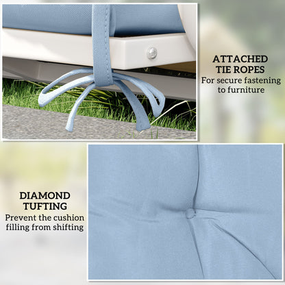 Garden Bench Cushion with Backrest, Non-Slip 2 Seater Thick Pad with Ties, Blue