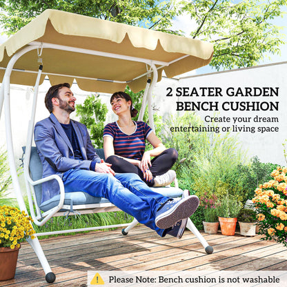 Garden Bench Cushion with Backrest, Non-Slip 2 Seater Thick Pad with Ties, Blue