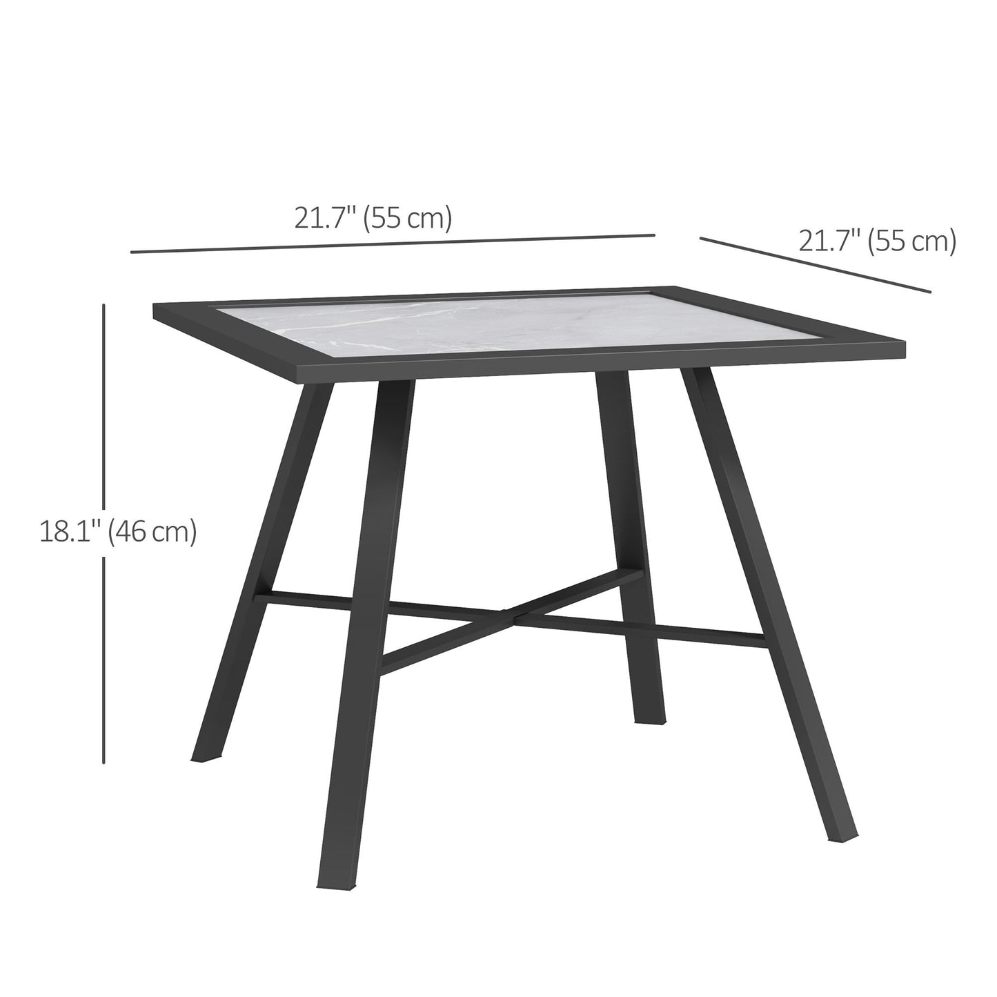 Small Outdoor Side Table, Patio Side Table with SPC Tabletop for Garden, Patio, Lawn, Grey