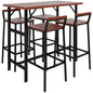 5 Piece Patio Bar Set with 47" Bar Height Table and 4 Bar Stools, for Backyard, Balcony, Porch, Pool, Lawn, Brown