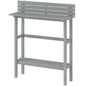 110cm Rectangle Outdoor Bar Table with Built-in Footrest, Slatted Top, Grey