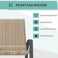 2 Pieces Wicker Patio Rocking Chair Set, Rattan Outdoor Rocking Chair Set with High Back, Armrests for Garden, Khaki