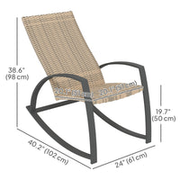 2 Pieces Wicker Patio Rocking Chair Set, Rattan Outdoor Rocking Chair Set with High Back, Armrests for Garden, Khaki