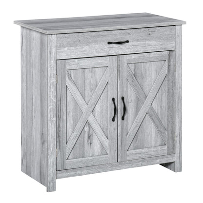 Farmhouse Sideboard Buffet Cabinet, Storage Cabinet with Barn Doors, Grey Grain