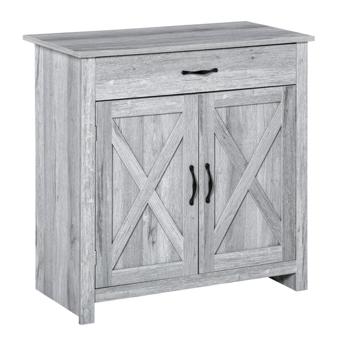 Farmhouse Sideboard Buffet Cabinet, Storage Cabinet with Barn Doors, Grey Grain
