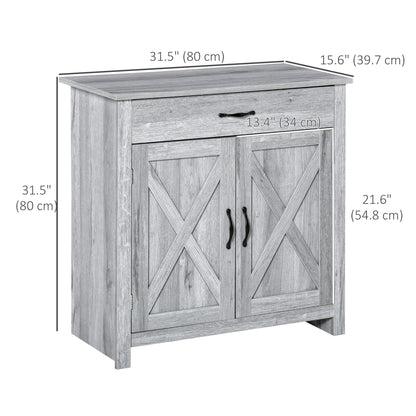 Farmhouse Sideboard Buffet Cabinet, Storage Cabinet with Barn Doors, Grey Grain