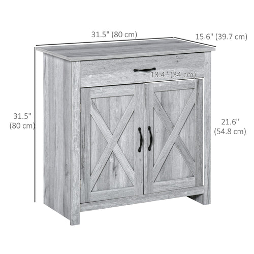 Farmhouse Sideboard Buffet Cabinet, Storage Cabinet with Barn Doors, Grey Grain