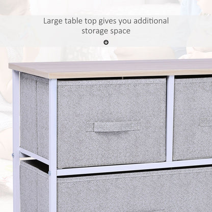 Linen Drawer Cabinet Organizer Storage Dresser Tower with 5 Removable Drawer Metal Frame Adjustable Feet for Living Room, Kitchen, Bathroom, Grey