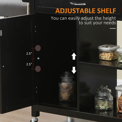 Rolling Kitchen Cart with Wood Top and Drawer, Kitchen Island on Wheels for Dining Room, Black | Canada