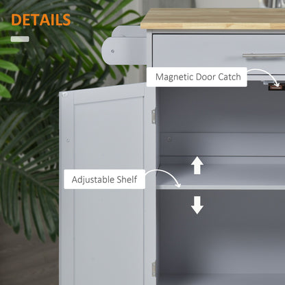 Rolling Kitchen Island Cart with Wood Top, Enough Storage Drawer Space with Towel Bar Rack Shelves, Portable Kitchen Utility Serving Cart Trolley on Wheels (Grey)