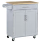 Rolling Kitchen Island Cart with Wood Top, Enough Storage Drawer Space with Towel Bar Rack Shelves, Portable Kitchen Utility Serving Cart Trolley on Wheels (Grey)