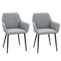 Dining Chairs Set of 2, Upholstered Linen Fabric Accent Chairs with Metal Legs, Light Grey