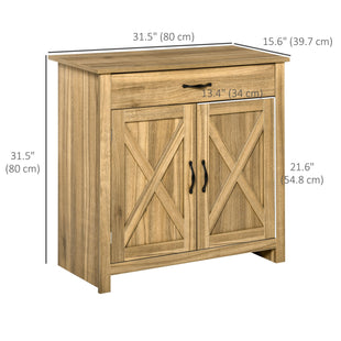 Farmhouse Sideboard Buffet Cabinet, Storage Cabinet with Barn Doors, Distressed Brown