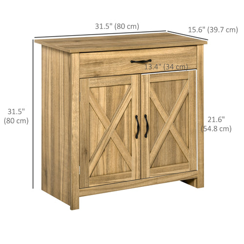 Farmhouse Sideboard Buffet Cabinet, Storage Cabinet with Barn Doors, Distressed Brown