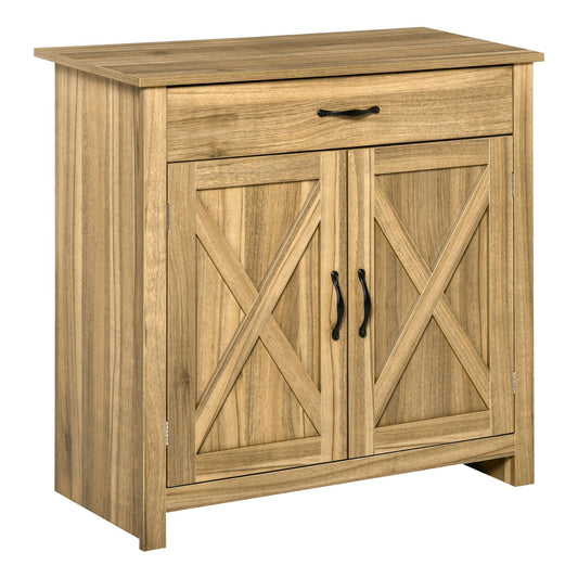 Farmhouse Sideboard Buffet Cabinet, Storage Cabinet with Barn Doors, Distressed Brown