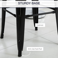 Set of 4 Bar Stools Kitchen Industrial Breakfast Bistro Cafe Metal Frame Black