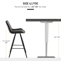 Set of 2 Microfiber Cloth Bar Stools, Multi-functional Kitchen Stools, Bar Chair with Metal Leg Padded Cushion Seat for Dining, Black