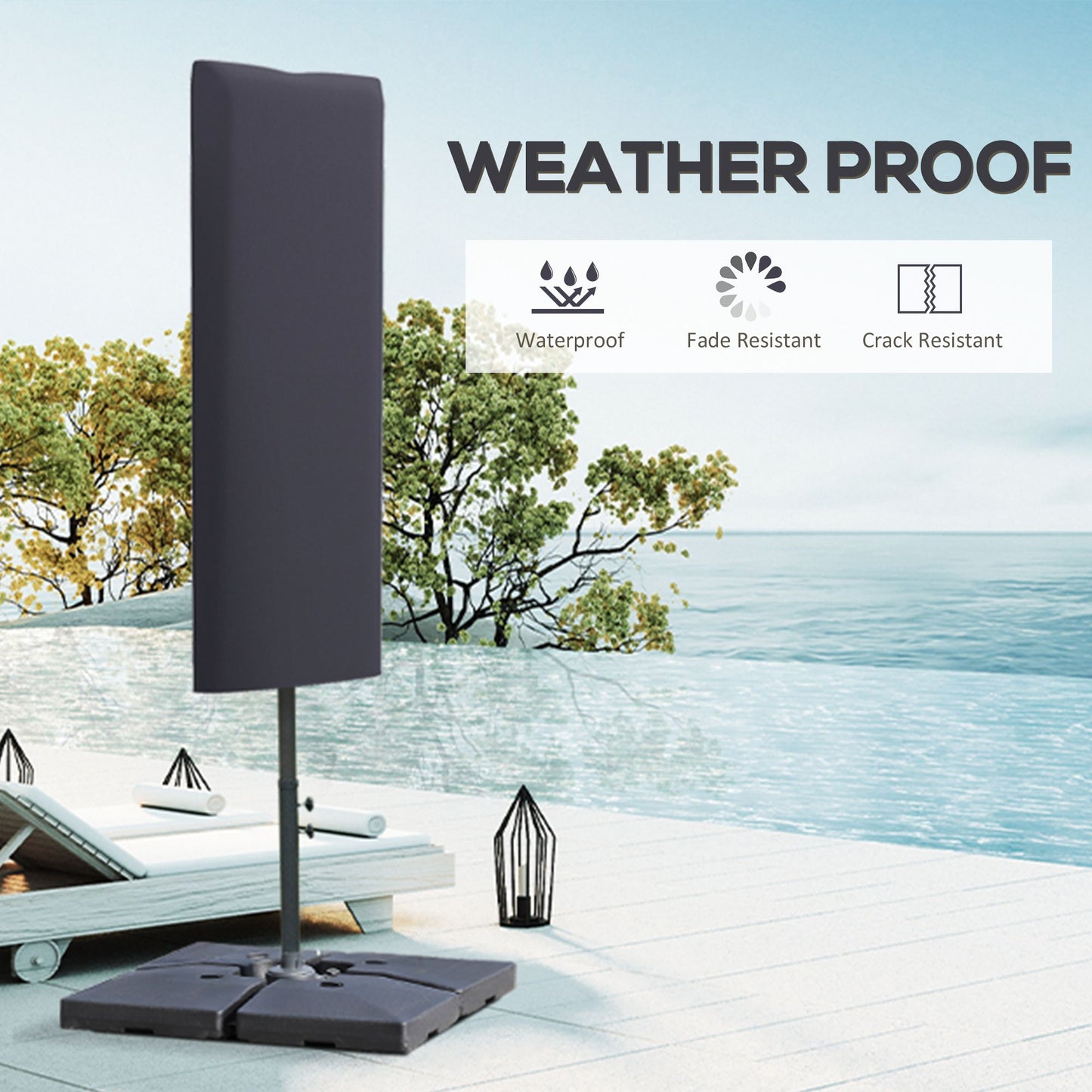 Garden Parasol Cover, Outdoor Cantilever Umbrella Cover with Zipper, Dark Grey