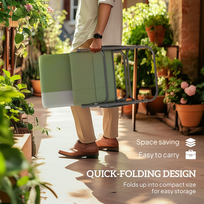 Folding Rocking Chair Set, Oversized Outdoor Rocking Chair with 400 lbs Capacity, Wide Seat, Padded High Back, Green