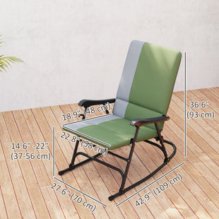 Folding Rocking Chair Set, Oversized Outdoor Rocking Chair with 400 lbs Capacity, Wide Seat, Padded High Back, Green