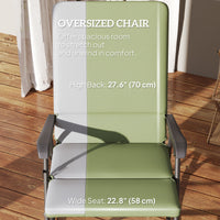 Folding Rocking Chair Set, Oversized Outdoor Rocking Chair with 400 lbs Capacity, Wide Seat, Padded High Back, Green